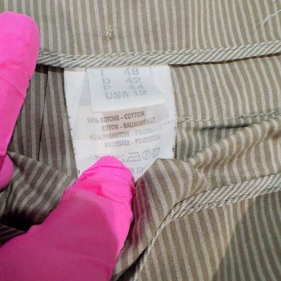 GUNEX Made In Italy High Waist Faux Front Pocket Pinstripe Skirt With Belt Loops - Picture 3 of 5